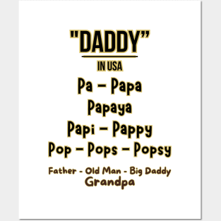 Father's day, Pa to Papaya, Pop to Grandpa, All the Names for Dad! Father's gifts, Dad's Day gifts, father's day gifts Posters and Art